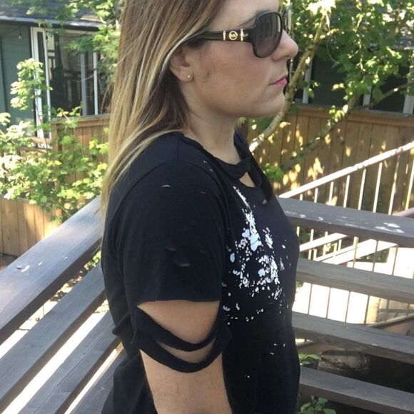 Distressed Black TShirt  - Picture 3 of 4